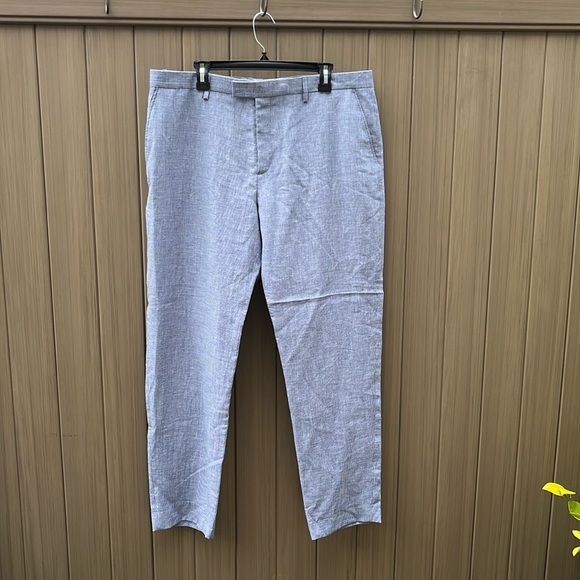 Ted Baker London Slim Puppytooth Trousers 38 R Linen Wool Blend Old Money NWT - Picture 1 of 14